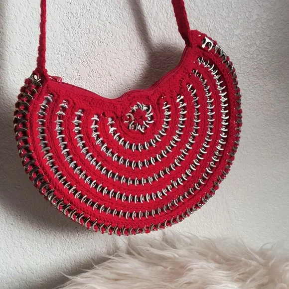 Handmade bag with crochet weaving technique.   New - Picture 3 of 11